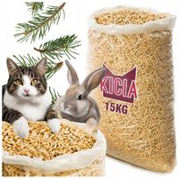 ŻWIREK PELLET JASNY DREWNIANY DLA KOTA KRÓLIKA ŚWINKI DO KUWETA KLATKA 15KG