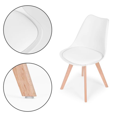 Zestaw 4 krzeseł krzesło do salonu jadalni z poduszką białe ModernHome na Arena.pl