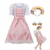 Strój Kostium Oktoberfest Sukienka Damska Dirndl Karnawał Ludowy Rozmiar L
