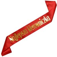 Najlepsza Kierowniczka - czerwona szarfa ze złotym nadrukiem