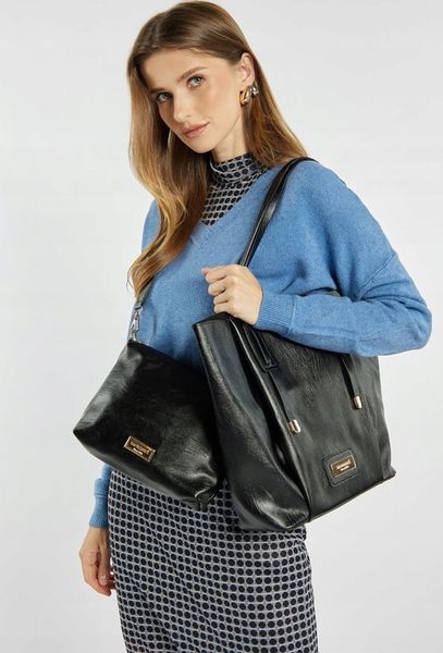 Torba Damska Duży Worek Shopper Torebka Monnari + Listonoszka Czarna zdjęcie 7