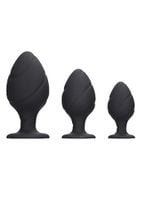 swirled butt plug set - black