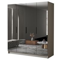 Szafa SALVADOR III 200 cm z lustrem-pojemna garderoba-KASZMIR+CZARNY