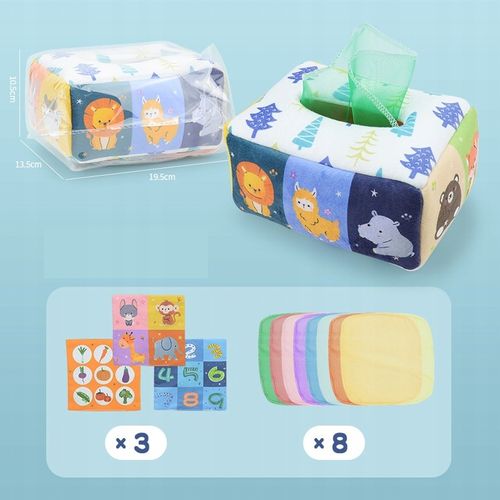 SORTER PUDEŁKO Z CHUSTECZKAMI ZWIERZĄTKA PLUSZOWE MONTESSORI SENSORYCZNE na Arena.pl