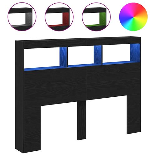 Zagłówek z półkami i LED, czarny dąb, 140x17x102 cm na Arena.pl