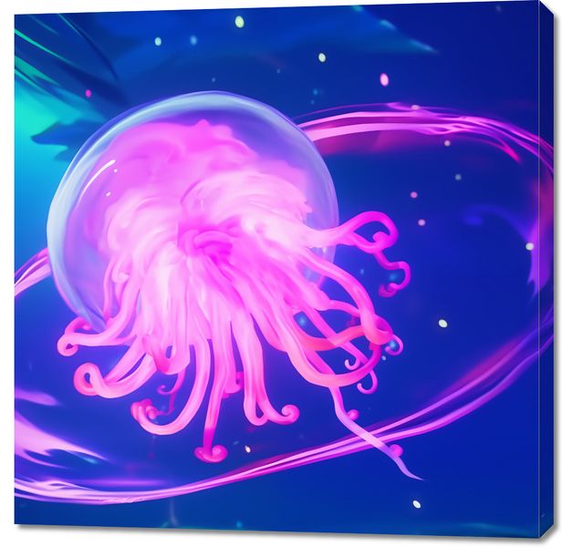 Obraz 100x100cm Neonowa Meduza zdjęcie 1