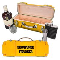 PREZENT DLA STOLARZA - Masywna Drewniana Skrzynka na Alkohol + Akcesoria