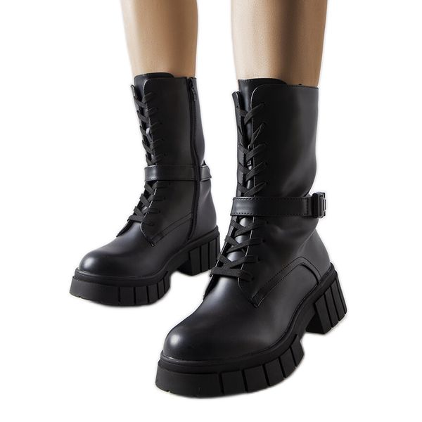 Czarne sznurowane botki-workery r.37 zdjęcie 1