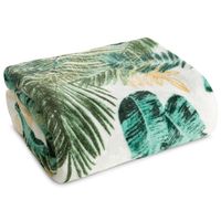 Koc narzuta DAWOSA 150x200 Design91 biała w egzotyczne liście