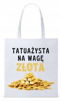 Torba Biała Eco Shopper Dla Tatuażysty Prezent Z Nadrukiem Ze Zdjęciem