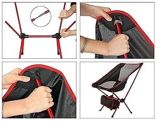 KRZESŁO TURYSTYCZNE SKŁADANE WĘDKARSKIE KEMPINGOWE CZERWONE na Arena.pl