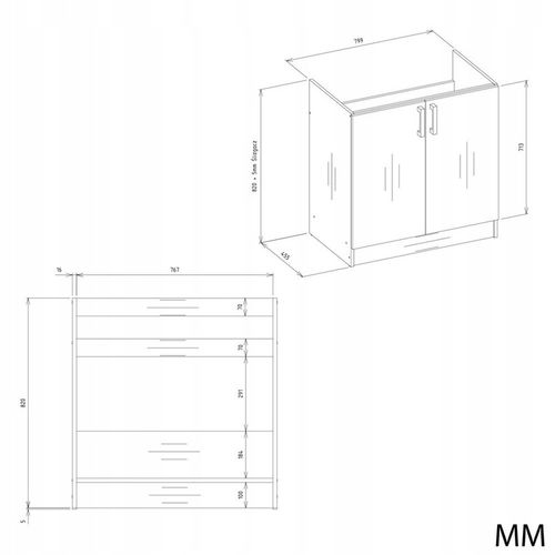 SZAFKA KUCHENNA DOLNA POD ZLEWOZMYWAK KATIA 80 CM DĄB ARTISAN na Arena.pl