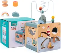 SORTER DREWNIANY KOSTKA EDUKACYJNA MONTESSORI KLOCKI UKŁADANKA LABIRYNT