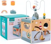 SORTER DREWNIANY KOSTKA EDUKACYJNA MONTESSORI KLOCKI UKŁADANKA LABIRYNT