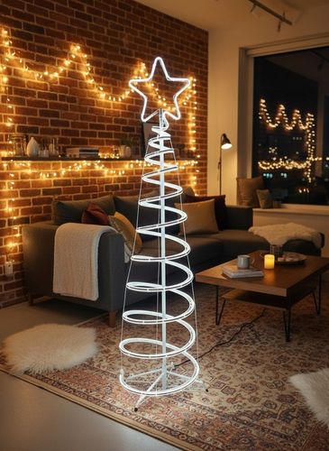 Choinka LED Neonowa Zimna Biel 120 cm Świąteczna Ozdoba Świecąca Zewnętrzna na Arena.pl