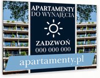 nadruk UV TABLICZKA nierdzewna reklamowa APARTAMENTY WYNAJEM 40x30 DIBOND