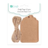 zawieszki kraft ze sznurkiem szyld 12 szt. 8629
