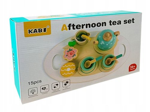 Drewniany Serwis dla Dzieci do Herbaty Kawy Zestaw Kawowy Filiżanki Zastawa na Arena.pl