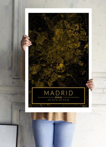 Madrid mapa złota - plakat 20x30 cm na Arena.pl