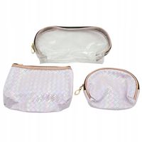 Zestaw 3 kosmetyczek efekt syrenki perłowy przezroczysty