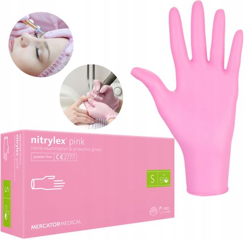 Rękawice Nitrylowe 100 szt. 7-S Nitrylex Pink na Arena.pl