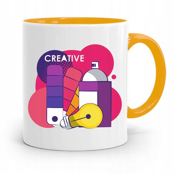 Kubek Żółty Prezent Dla Grafika Creative Z Nadrukiem Ze Zdjęciem zdjęcie 1