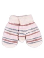 Rękawiczki dziewczęce jednopalczaste dwuwarstwowe w paski 18 YOCLUB