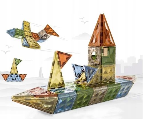 Klocki magnetyczne konstrukcyjne MEGA ZESTAW 100 el. DUŻE ELEMENTY podwozia na Arena.pl