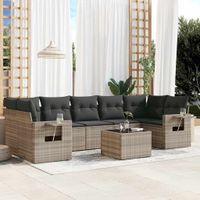 8-cz. zestaw mebli ogrodowych, poduszki, jasnoszary polirattan