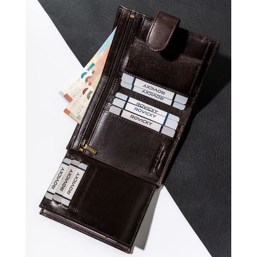 portfel męski na dokumenty z rfid w brązowym kolorze - rovicky na Arena.pl