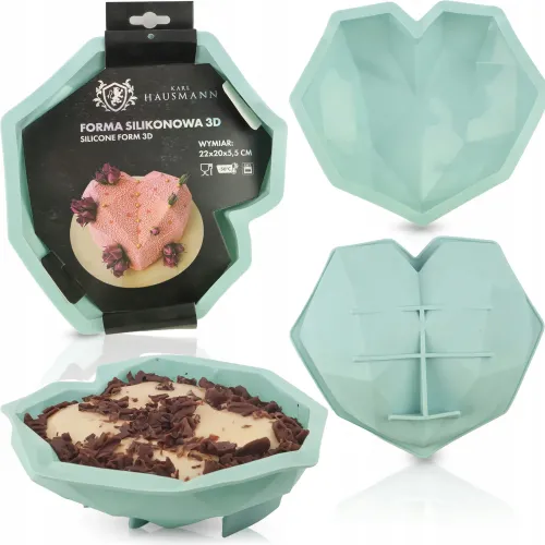 FORMA SILIKONOWA SERCE 5,5 x 22 x 20 CM LODY MUS CIASTO DESER 3D BABKA na Arena.pl