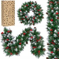 GIRLANDA CHOINKOWA ŚWIĄTECZNA ŁAŃCUCH SZTUCZNA OZDOBY 110cm ZIELONA PIĘKNA