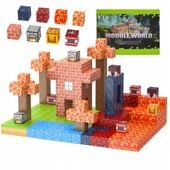 ZESTAW Magnetyczny KLOCKI Minecraft WIOSKA BAZA 100el 3D BUDYNKI MONTESSORI
