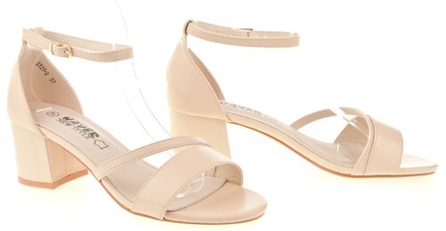 Sandały na obcasie słupku 5,5 cm. beżowe Rozmiar obuwia - 40 na Arena.pl