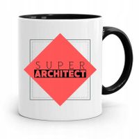 Kubek Czarny Dla Architekta Super Architect Z Nadrukiem Ze Zdjęciem
