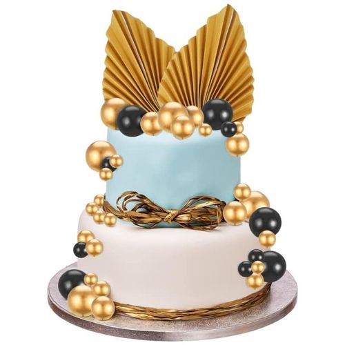 Ozdoby na tort dekoracje komunijne topper na tort złote czarne kule na piku na Arena.pl
