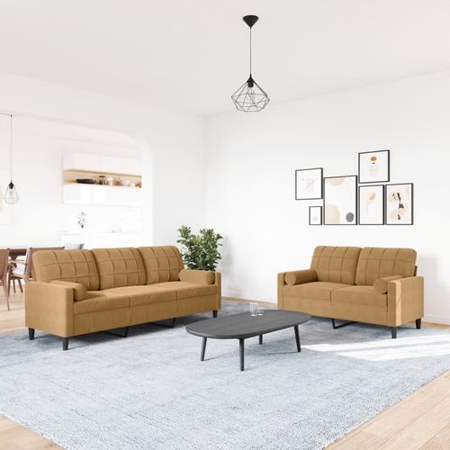 2-cz. zestaw wypoczynkowy z poduszkami, brązowy, aksamit na Arena.pl