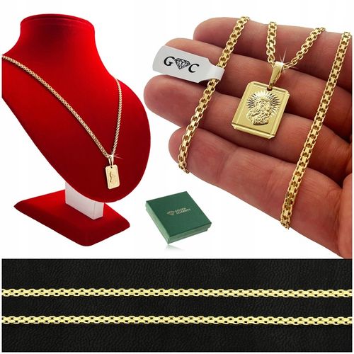 ZŁOTY ŁAŃCUSZEK Z MEDALIKIEM, SREBRO 925/585, DLA CHŁOPCA NA KOMUNIĘ+GRAWER na Arena.pl