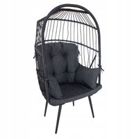 Fotel KOKON stojący KOSZ OGRODOWY gniazdo CZARNY szary na TARAS poduszki