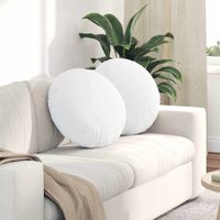 Poduszki na siedziska 2 pcs Biały Ø50 x 19 cm tkanina