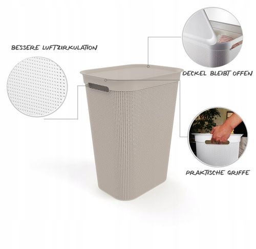 Kosz na pranie bieliznę pojemnik duży z pokrywą organizer Rotho BRISEN 50l na Arena.pl