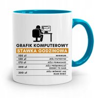 Kubek Błękitny Dla Grafika Grafik Stawka Godzinowa Z Nadrukiem Ze Zdjęciem