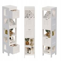 Szafka łazienkowa słupek szuflady biała wysoka półki nowoczesna loft 142 cm