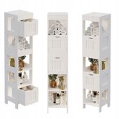 Szafka łazienkowa słupek szuflady biała wysoka półki nowoczesna loft 142 cm