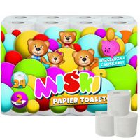 24 rolki Papier toaletowy Biały Miśki 24 rolek 2W Duża Paczka XXL Rodzinna