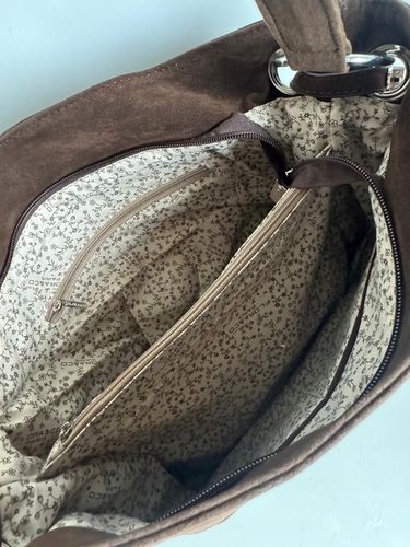 Torba Flora&Co torebka duża worek zamsz zamszowa eco brązowa czekoladowy na Arena.pl