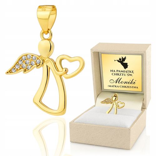 Medalik Pozłacany Aniołek pr. 925 na Pamiątkę Chrztu Świętego dla Dziecka na Arena.pl