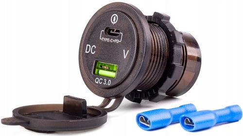 GNIAZDO SAMOCHODOWE ŁADOWARKA USB-C USB WOLTOMIERZ na Arena.pl