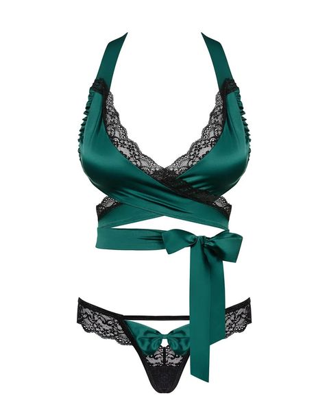 Sensuelia komplet 2-częściowy kolor: zielony Obsessive L/XL zdjęcie 3