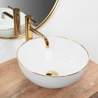 UMYWALKA CERAMICZNA NABLATOWA REA STELLA GOLD EDGE WHITE